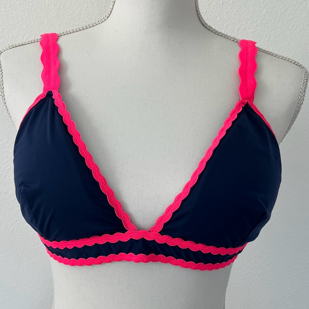 Vineyard Vines bikini top large hot pink and navy excellent condition